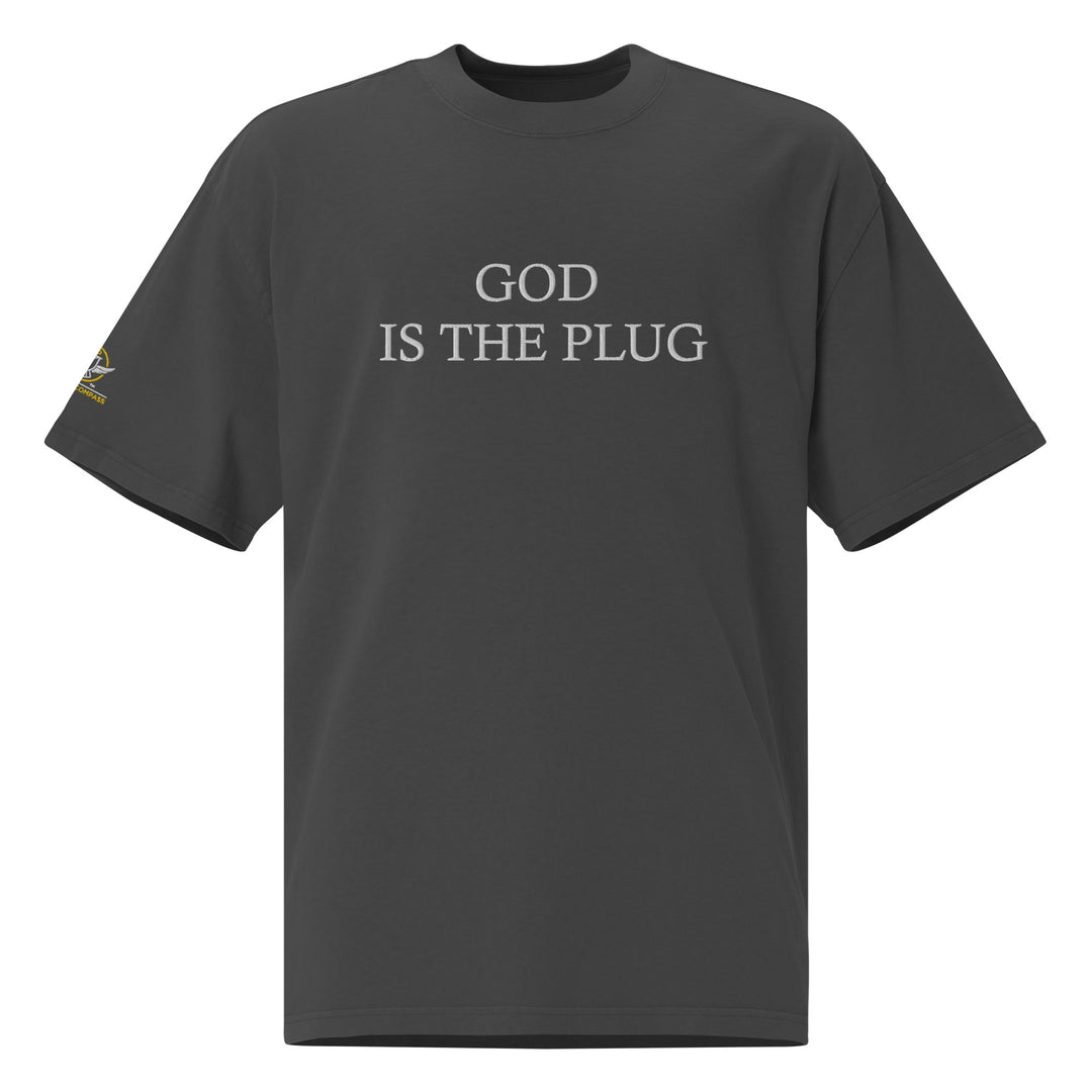 God Is The Plug Oversized T-Shirt Embroidery