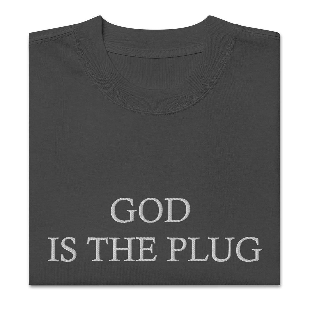 God Is The Plug Oversized T-Shirt Embroidery