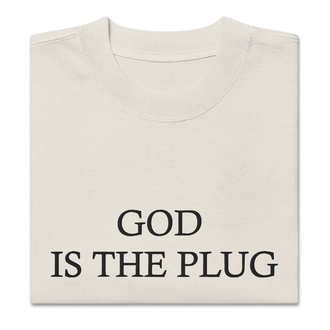 God Is The Plug Oversized T-Shirt Embroidery