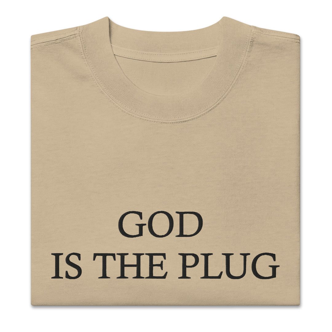 God Is The Plug Oversized T-Shirt Embroidery